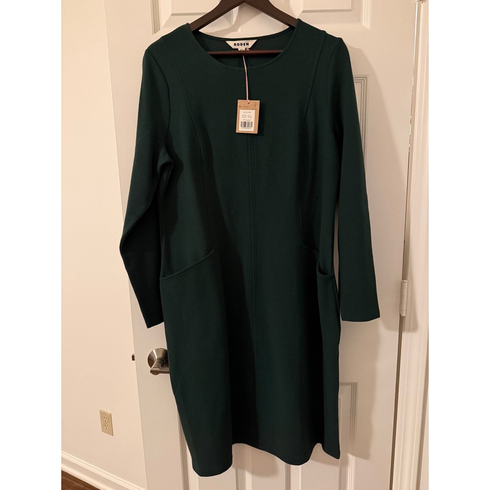 Boden NWT Dark Teal/Green Ottoman Dress Sz 14 LONG